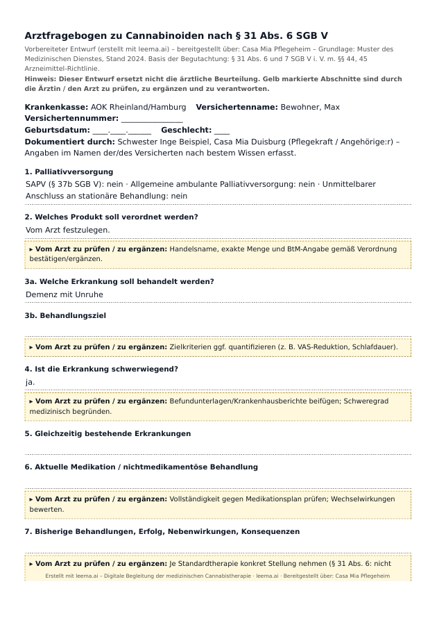 Erzeugter Fragebogen-Entwurf
